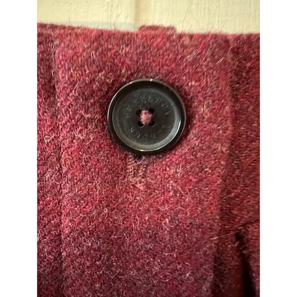 Burberry Red Wool Button Front Military Style Tweed Pencil Skirt 4 - Picture 6 of 9